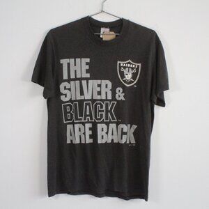 Vintage Logo 7 Raiders "The Silver & Black Are Back" Tee Shirt Black L